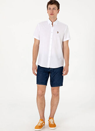 U.S. Polo Assn. Regular Fit Gömlek Yaka Beyaz Erkek Gömlek ELFYGL