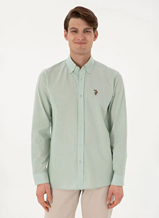 U.S. Polo Assn. Regular Fit Gömlek Yaka Su Yeşili Erkek Gömlek ENZOGL