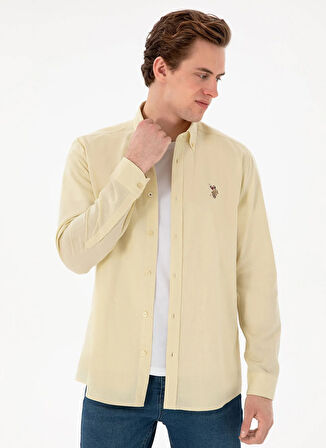 U.S. Polo Assn. Regular Fit Gömlek Yaka Açık Haki Erkek Gömlek ENZOGL