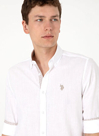 U.S. Polo Assn. Slim Fit Gömlek Yaka Beyaz Erkek Gömlek NIDMAN
