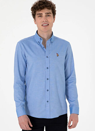 U.S. Polo Assn. Slim Fit Gömlek Yaka Kobalt Erkek Gömlek CEDCOLOR