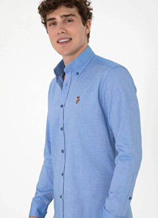 U.S. Polo Assn. Slim Fit Gömlek Yaka Kobalt Erkek Gömlek CEDCOLOR