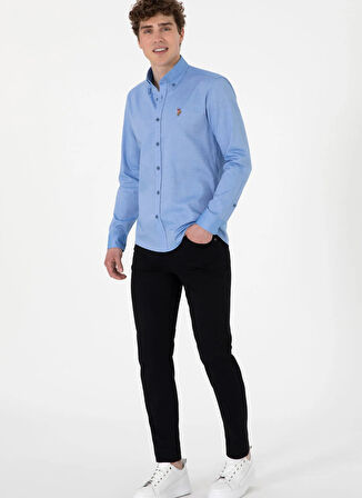 U.S. Polo Assn. Slim Fit Gömlek Yaka Kobalt Erkek Gömlek CEDCOLOR