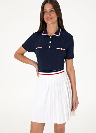 U.S. Polo Assn. Polo Yaka Slim Fit Lacivert Kazak Kadın BRENDA