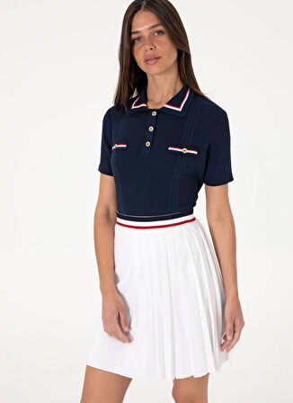 U.S. Polo Assn. Polo Yaka Slim Fit Lacivert Kazak Kadın BRENDA