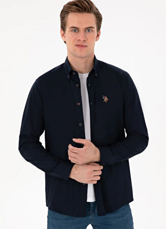 U.S. Polo Assn. Regular Fit Gömlek Yaka Lacivert Erkek Gömlek CEDCOLORREG