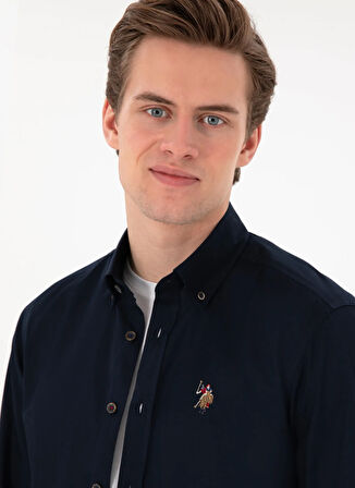 U.S. Polo Assn. Regular Fit Gömlek Yaka Lacivert Erkek Gömlek CEDCOLORREG
