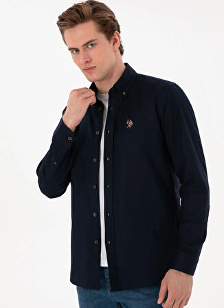 U.S. Polo Assn. Regular Fit Gömlek Yaka Lacivert Erkek Gömlek CEDCOLORREG