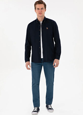 U.S. Polo Assn. Regular Fit Gömlek Yaka Lacivert Erkek Gömlek CEDCOLORREG