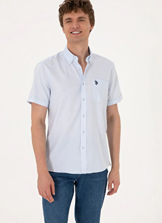 U.S. Polo Assn. Regular Fit Gömlek Yaka Mavi Erkek Gömlek HAPPY