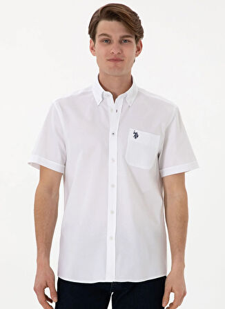 U.S. Polo Assn. Regular Fit Gömlek Yaka Beyaz Erkek Gömlek HAPPY