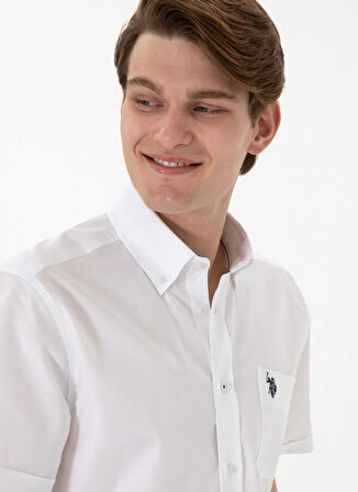U.S. Polo Assn. Regular Fit Gömlek Yaka Beyaz Erkek Gömlek HAPPY
