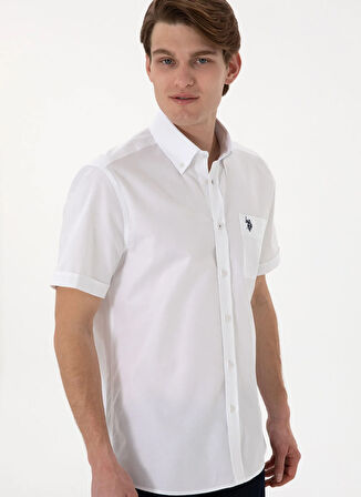 U.S. Polo Assn. Regular Fit Gömlek Yaka Beyaz Erkek Gömlek HAPPY