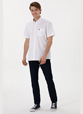 U.S. Polo Assn. Regular Fit Gömlek Yaka Beyaz Erkek Gömlek HAPPY