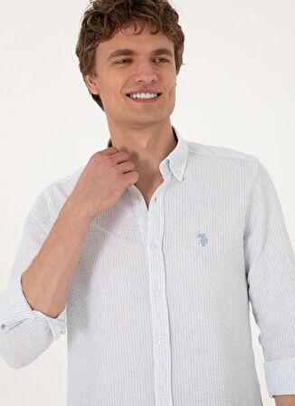 U.S. Polo Assn. Slim Fit Gömlek Yaka Mavi Erkek Gömlek GORFE