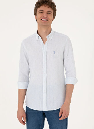 U.S. Polo Assn. Slim Fit Gömlek Yaka Mavi Erkek Gömlek GORFE
