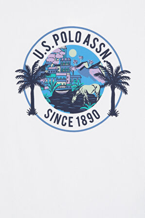 U.S. Polo Assn. Baskılı Beyaz Erkek Çocuk T-Shirt PALMA