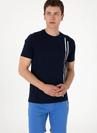 U.S. Polo Assn. Bisiklet Yaka Lacivert Erkek T-Shirt LIONEL