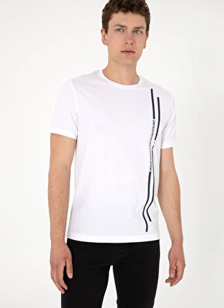 U.S. Polo Assn. Bisiklet Yaka Beyaz Erkek T-Shirt LIONEL