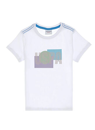 U.S. Polo Assn. Baskılı Beyaz Erkek Çocuk T-Shirt PAMELKIDS