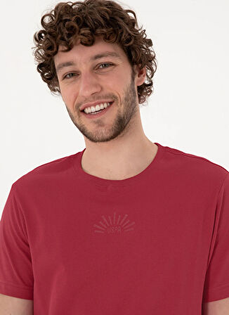 U.S. Polo Assn. Bisiklet Yaka Kırmızı Erkek T-Shirt LENHAR