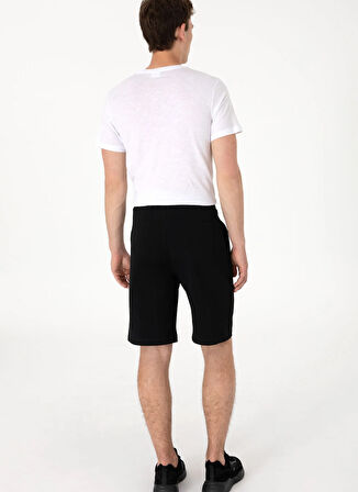 Siyah Erkek Lastikli Bel Comfort Fit Sweat Şort S-SANTOS