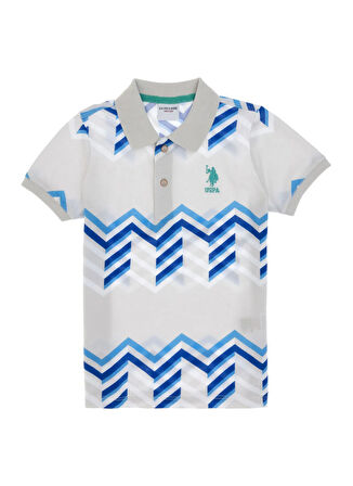 U.S. Polo Assn. Desenli Açık Gri Erkek Çocuk T-Shirt ZORKAKIDS