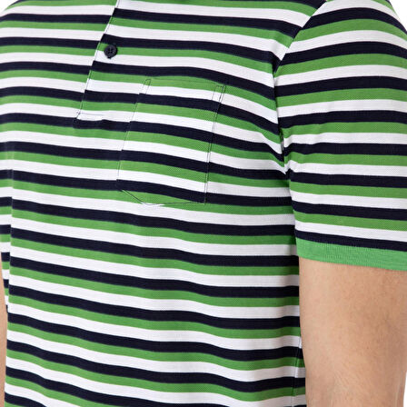 Erkek Regular Fit Polo Yaka Çizgili Tişört
