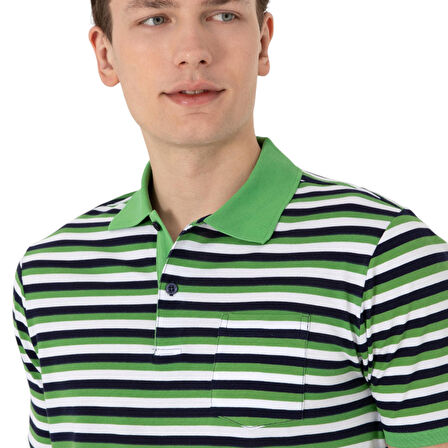 Erkek Regular Fit Polo Yaka Çizgili Tişört