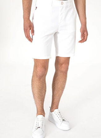 U.S. Polo Assn. Normal Bel Regular Fit Beyaz Erkek Bermuda Şort NESTA