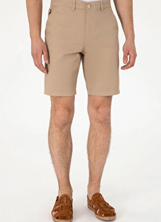 U.S. Polo Assn. Normal Bel Regular Fit Açık Haki Erkek Bermuda Şort NESTA