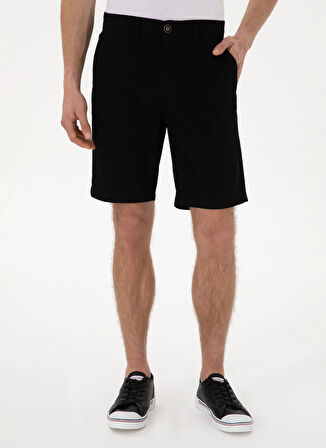 U.S. Polo Assn. Normal Bel Regular Fit Siyah Erkek Bermuda Şort NESTA