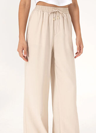 U.S. Polo Assn. Lastikli Bel Loose Fit Taş Kadın Pantolon ECOLE