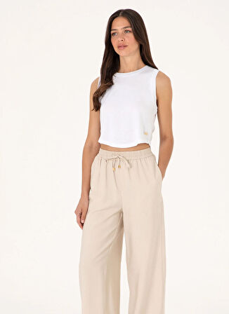 U.S. Polo Assn. Lastikli Bel Loose Fit Taş Kadın Pantolon ECOLE