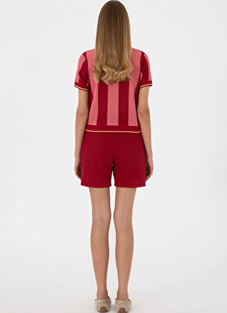 U.S. Polo Assn. Lastikli Bel Relaxed Bordo Kadın Şort SUSANE