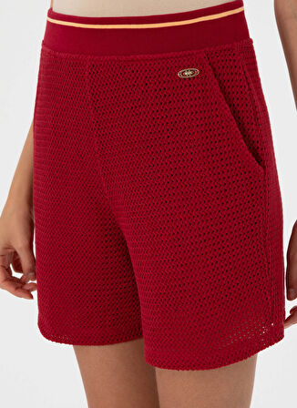 U.S. Polo Assn. Lastikli Bel Relaxed Bordo Kadın Şort SUSANE