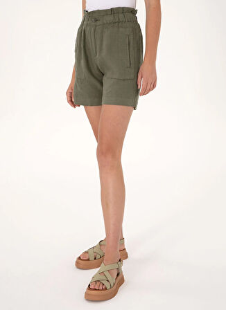 U.S. Polo Assn. Lastikli Bel Relaxed Koyu Haki Kadın Şort JOLLY
