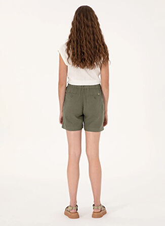 U.S. Polo Assn. Lastikli Bel Relaxed Koyu Haki Kadın Şort JOLLY