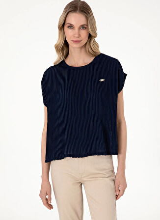 U.S. Polo Assn. Bisiklet Yaka Lacivert Kadın T-Shirt SIA