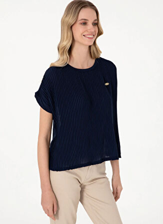 U.S. Polo Assn. Bisiklet Yaka Lacivert Kadın T-Shirt SIA