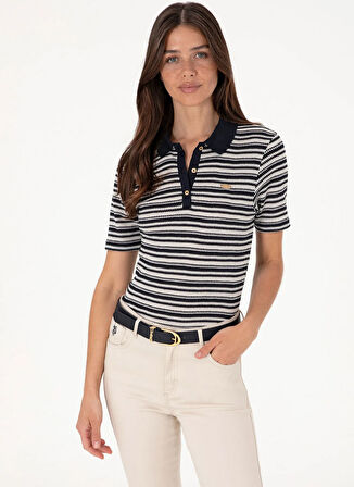 U.S. Polo Assn. V Yaka Lacivert Kadın T-Shirt SORBE