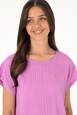 U.S. Polo Assn. Çizgili Bisiklet Yaka Kadın T-shirt 2104729