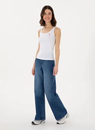 U.S. Polo Assn. Bisiklet Yaka Beyaz Kadın T-Shirt GEDDA25