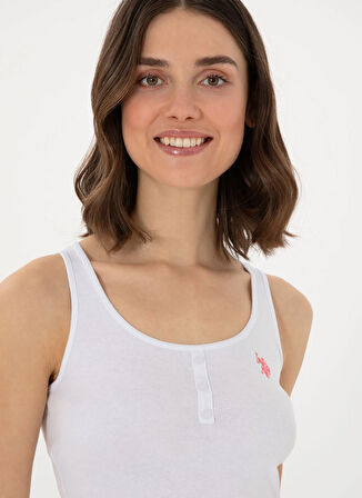 U.S. Polo Assn. Bisiklet Yaka Beyaz Kadın T-Shirt GEDDA25