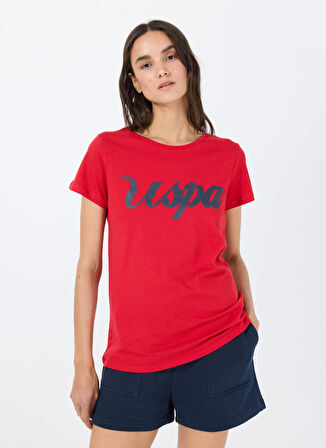 U.S. Polo Assn. Bisiklet Yaka Kırmızı Kadın T-Shirt BEAN-IY25