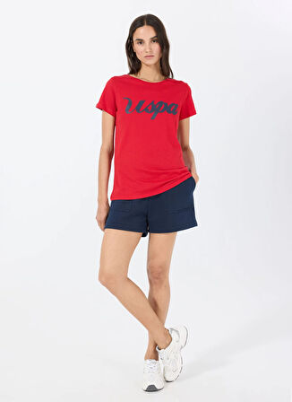 U.S. Polo Assn. Bisiklet Yaka Kırmızı Kadın T-Shirt BEAN-IY25