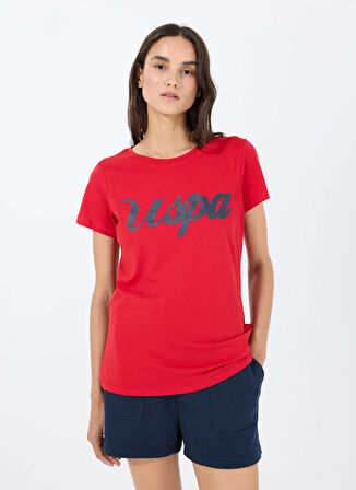 U.S. Polo Assn. Bisiklet Yaka Kırmızı Kadın T-Shirt BEAN-IY25