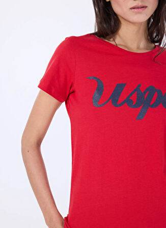 U.S. Polo Assn. Bisiklet Yaka Kırmızı Kadın T-Shirt BEAN-IY25