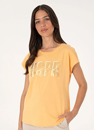 U.S. Polo Assn. Bisiklet Yaka Açık Turuncu Kadın T-Shirt GRACEY