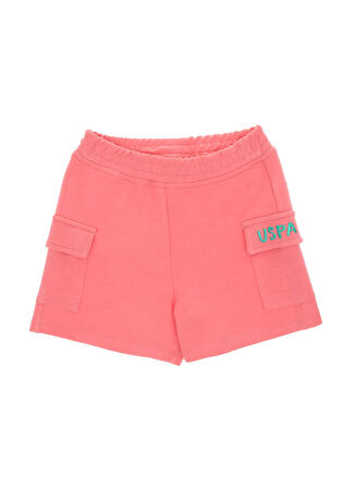 U.S. Polo Assn. Lastikli Bel Relaxed Pembe Kız Çocuk Şort VOLENTA